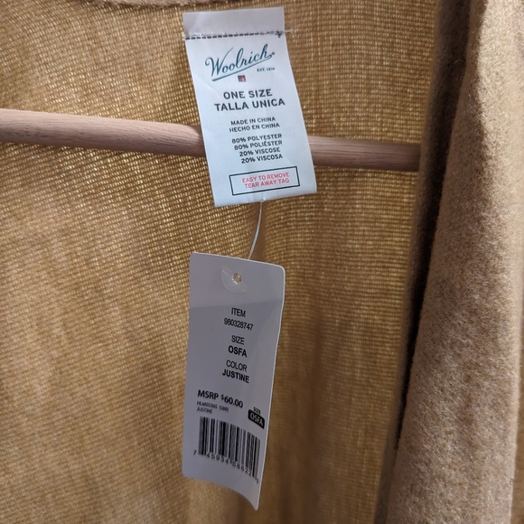 Woolrich cozy blanket shawl cover up OS - Picture 4 of 6